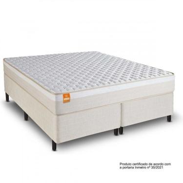 Imagem de Conjunto Box Inducol Colchão Casal Montreal Cbp Colchões Branco