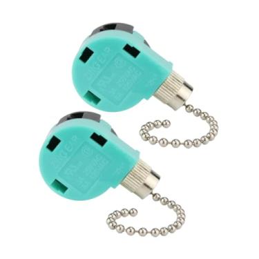 Imagem de Ioensy Interruptor de puxar para ventilador de teto, 2 peças, substituição com corrente de contas, 2 fios, ventiladores de teto liga/desliga Ze-268S6, Corrente de Puxar Prateada