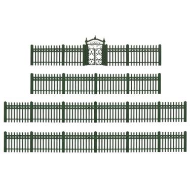 Imagem de Parede de construção de cercas com portões em escala HO para cena de diorama de trens modelo (estilo A-verde)