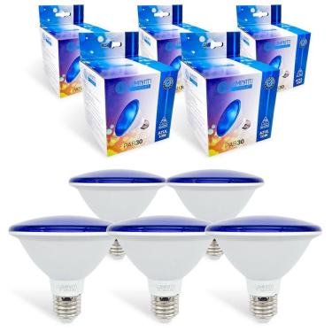 Imagem de 5x Lâmpada Par30 10w Azul Decoração Piscina Ip65 Prova Dágua