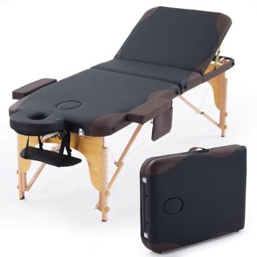 Imagem de Maca Portátil Premium+ 70cm, Divã Cama de Fisioterapia, Estética, Massoterapia, Massagem, Quiropraxia, Depilação, Tatuagem - Altura Ajustável + bolsa de transporte Com Inclinação (Marrom e Preto)