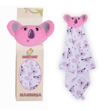 Imagem de Naninha Para Bebê Porta Chupeta Bichinhos - Criativa, Coala Rosa