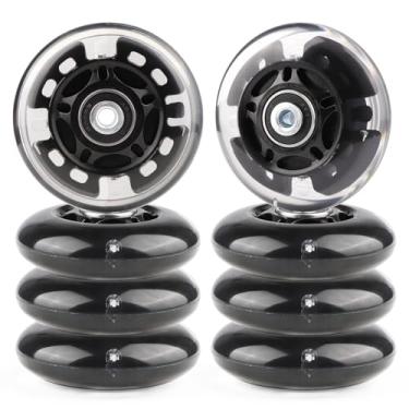 Imagem de Gladeer Rodas de skate em linha iluminadas 85A para ambientes internos e externos com rolamentos ABEC-7 para crianças e crianças patins em linha iniciantes, pacote com 8 (preto, 72 mm)