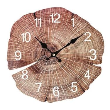 Imagem de Relógios de parede operados por bateria, simulação digital, anel anual, relógio de parede de madeira para quarto, loja, hotel