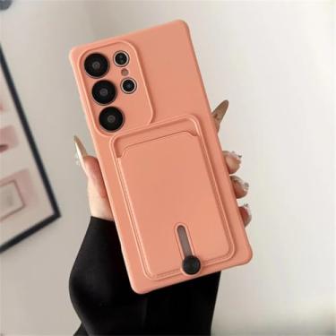 Imagem de Capa de silicone líquido para Samsung Galaxy S25 S24 S23 S22 S21 S20 Ultra Plus Fe Capa com suporte para cartão para Samsung A56 A55 A54 A34 A53 (para Galaxy S21 Ultra/rosa)