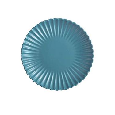 Imagem de Prato de serviço nórdico criativo cerâmica redonda crisântemo prato de jantar frutas salada bolo prato bife cozinha ocidental utensílios de mesa 8 polegadas 25 polegadas pratos (cor: verde 25,4 cm)