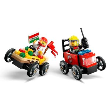 Imagem de Bloco de Montar - City – Carro de Pizza vs Caminhão de Bombeiros - 70 peças - LEGO
