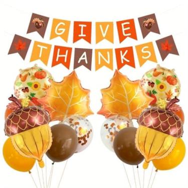 Imagem de Decorações de festa de ação de amigos, guirlanda de arco, folha de bordo, faixa de outono para cabine de fotos, adereços para decoração de festa de ação de graças, lareira e parede