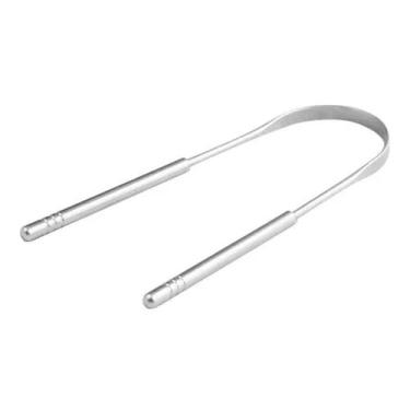 Imagem de Limpador Raspador De Língua Aço Inox Higiene Bucal 100% Prateado