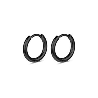 Imagem de AOEDEJ G23 Brincos de argola de titânio preto/aço cinza/dourado 18 G, pequenos brincos de argola de 8 mm/10 mm/12 mm, cartilagem para orelhas sensíveis para piercing múltiplo, cartilagem, argola