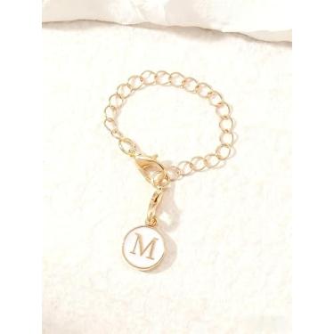 Imagem de Corrente de ouro com letra M, corrente ajustável com pingente inicial M para copos, garrafas de água, copos de viagem e chaveiros