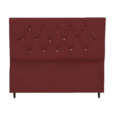 Imagem de Cabeceira Cama Box Estofada Queen 160 Cm Geovana Suede Bordô