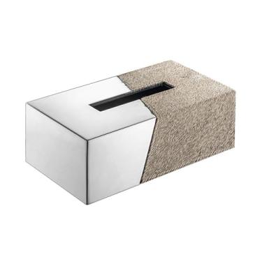 Imagem de Capa de caixa de lenços de aço inoxidável, caixa de lenços de crina de cavalo, sala de estar, mesa de café, mesa de jantar, enfeite decorativo, caixa de lenços de papel, dispensador de papel