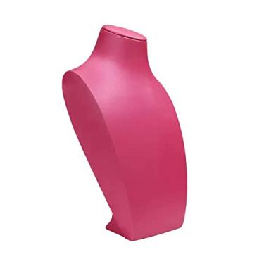 Imagem de Porta-joias com busto para exibição de joias – Colar de material de couro sintético, pingente, brinco, suporte de manequim para exibição de joias femininas