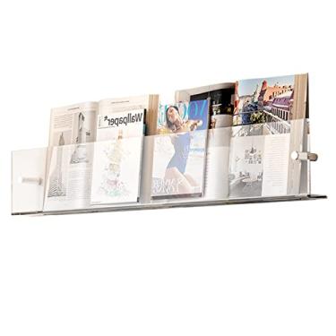 Imagem de Porta-revistas transparente para montagem na parede, suporte de documentos de 40 cm, organizador de panfletos elegante, suporte de armazenamento de livros que economiza espaço para casa e escritório