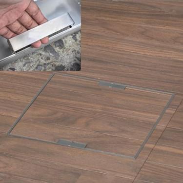 Imagem de Tampas de fossas sépticas domésticas personalizáveis, tampa de bueiro quadrada e moldura com alças ocultas retráteis, capa invisível de bacia de esgoto de aço inoxidável (29 x 29 pol/74 x 74 cm)