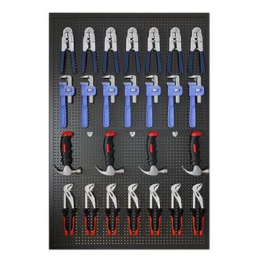 Imagem de Painel organizador de parede preto versátil - 50 x 50 cm para garagem, cozinha, sala de estar, banheiro e armazenamento de escritório - ideal para exibição de joias, ferramentas e acessórios.