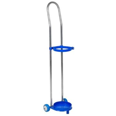 Imagem de Rack portátil de cilindro de gás de aço inoxidável para casas de repouso, clínicas, laboratórios escolares - Carrinho de cilindro móvel com 2 rodas silenciosas, altura de 80 cm, design resistente