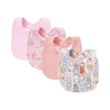 Imagem de Babadores De Algodão Dupla Camada Para Bebês, Conjunto Com 4 Peças, Es