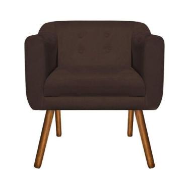 Imagem de Poltrona Julia Suede Marrom Pés Palito Castanho Drossi - D'ROSSI