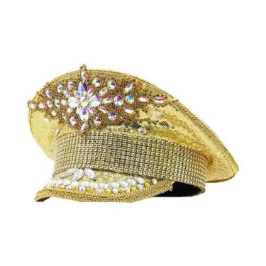 Imagem de Chapéu De Marinheiro Militar Dourado Com Lantejoulas Para Mulheres, Id