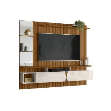 Imagem de Painel Para Tv Suspenso Intense Lukaliam Até 55 Polegadas Efeito Ripado Freijó-off White