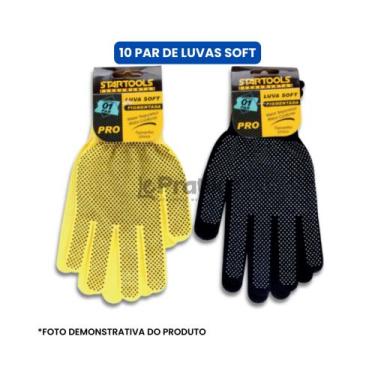Imagem de Luva Soft Pigmentada Amarela e Preta Tamanho Unico 10 Pares Startools