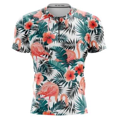 Imagem de Camisa Ciclismo Floral Flamingo Dry Fit Manga Curta Bike Mtb - - Decol