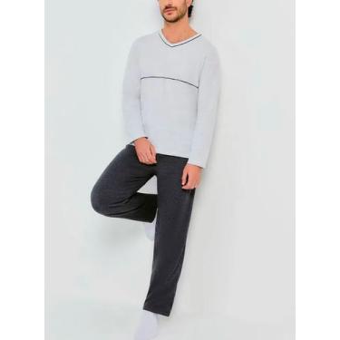 Imagem de Pijama Longo Hering 7604 Masculino Decote V Algodão T. P/XXG, XXG, 4p,