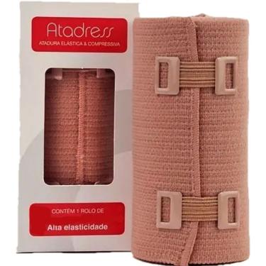 Imagem de Atadura Elástica de Alta Compressão Atamed Atradress para Suporte Muscular e Vascular Bege 15cm