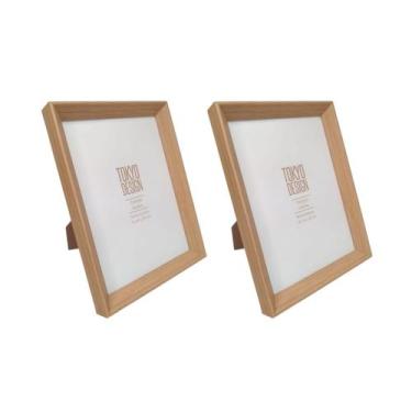 Imagem de Kit 2 Porta Retrato Basic Tokyo Design Moldura MDF 15x20cm Cor:Cerejei