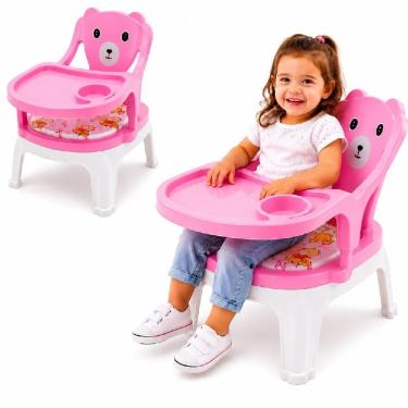 Imagem de Cadeira de Alimentação Infantil com Bandeja Removível Mesinha Educativa Assento com Som Lanche 6 Meses a 5 Anos Rosa