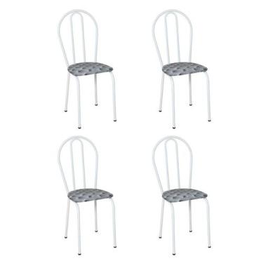Imagem de Conjunto 4 Cadeiras Hécate Branco E Estampa Capitonê - Artefamol