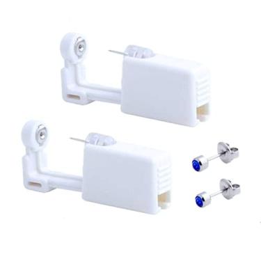 Imagem de Pacote com 2 brincos de pistola de piercing de orelha descartáveis, sem dor, fácil de usar, kit de pistola de piercing de orelha com pino, Aço inoxidável