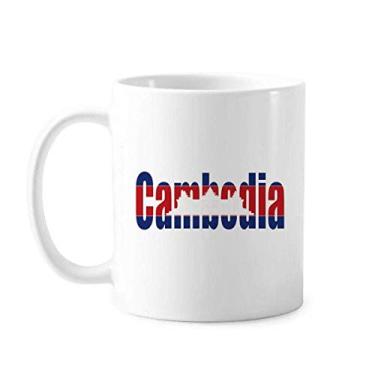 Imagem de Caneca com nome da bandeira do camboja cerâmica xícara de porcelana de café louça