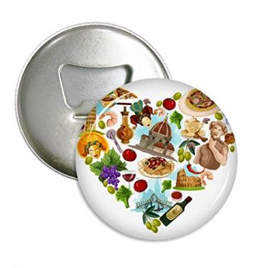 Imagem de Imã de geladeira com estampa de bandeira nacional de marco de coração da Itália emblema multifuncional