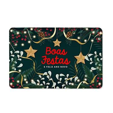 Imagem de Tapete Porta Banheiro Quarto 60x40cm - Feliz Natal Verde