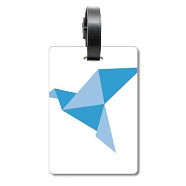 Imagem de Origami azul estampa de pombo abstrato bolsa etiqueta cartão de bagagem pendurado etiqueta de molho