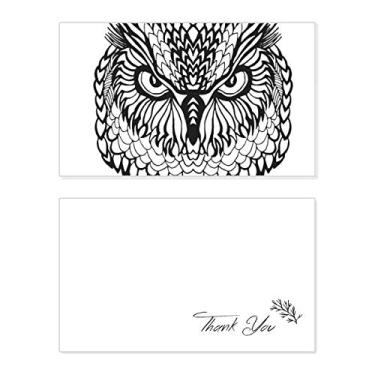Imagem de Retrato de pássaro coruja olhos grandes, desenho de animal, cartão de agradecimento, papel de aniversário, agradecimento de casamento