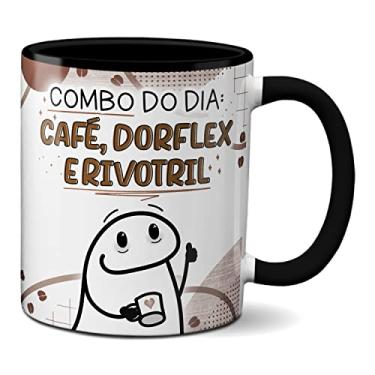 Imagem de Caneca Flork Combo Do Dia: Café Dor (flex) E Rir (votril) (Preta)