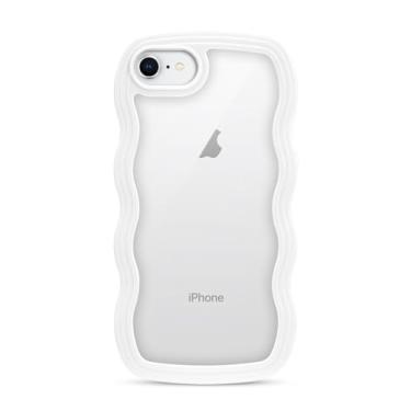 Imagem de SAITONG Capa projetada para iPhone 6s/6 de 4,7 polegadas, design fofo Kawaii, formato de moldura ondulada, TPU macio + capa protetora de telefone à prova de choque para mulheres e meninas, branco transparente