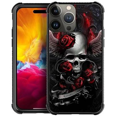 Imagem de DJSOK Compatível com capa para iPhone 15 Pro Max, design padrão traseiro amortecedor, cantos reforçados, caverna de TPU macio, capas para homens e mulheres - Romatic Love Roses Kull