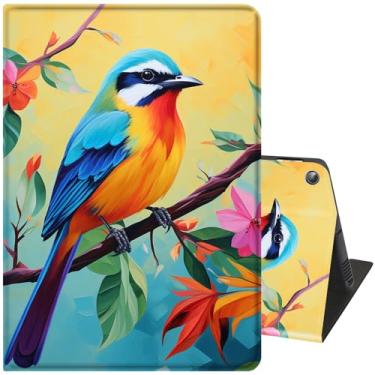 Imagem de Capa para Samsung Galaxy Tab A9 Plus 11 polegadas 2023, capa inteligente de couro PU, suporte ajustável com hibernar e despertar automáticos, para tablet Galaxy A9 Plus, beija-flor colorido