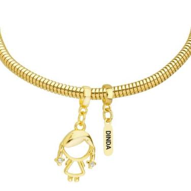 Imagem de Pulseira Madrinha De Menina Berloque Banhado a Ouro 18k - Work Semijoi