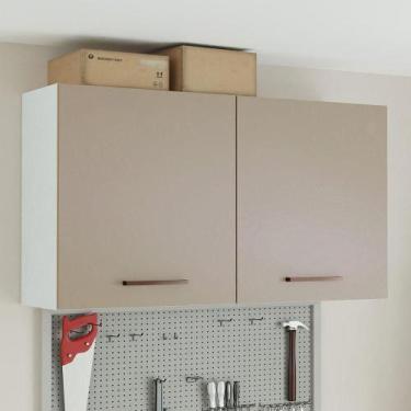 Imagem de Armário Aéreo Multiuso 120cm 2 Portas Agata Madesa B, Branco/Crema