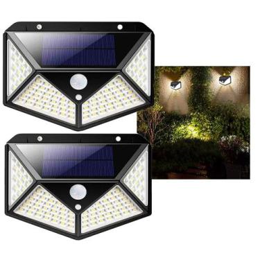 Imagem de Luminaria Solar Sensor Detecta Presença 100 Led 3 Funçoes Lampada A pr