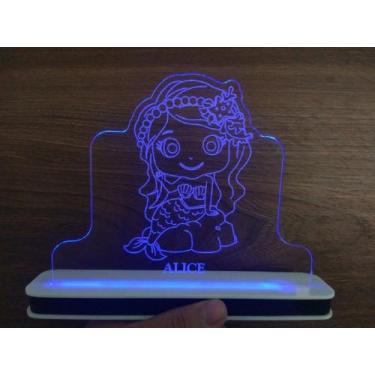 Imagem de Luminária Decorativa com LED Sereia - Hobbies do Ofício, Azul