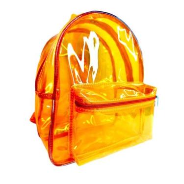 Imagem de Mochila Neon Transparente Escolar Clube Praia Piscina Costas Bolsa Ref