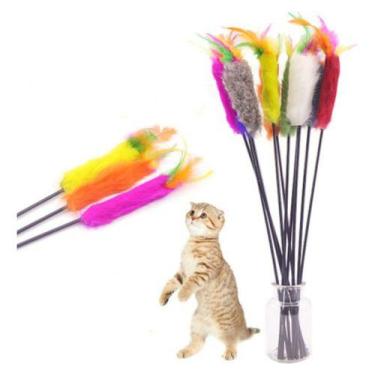 Imagem de Varinha para Gatos Cat Penas Sisal Brinquedo Interativo Vara Divertida