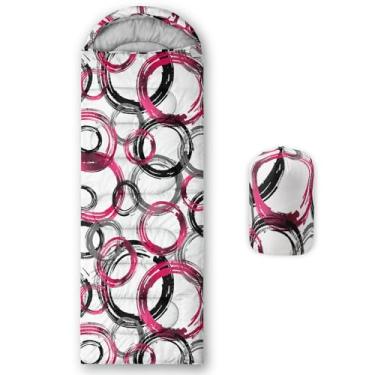 Imagem de Sacos de dormir para adultos e crianças, impressão 3D, saco de dormir para meninas e meninos, leve, impermeável, frio/quente, 3 estações, viagens ao ar livre com bolsas de compressão